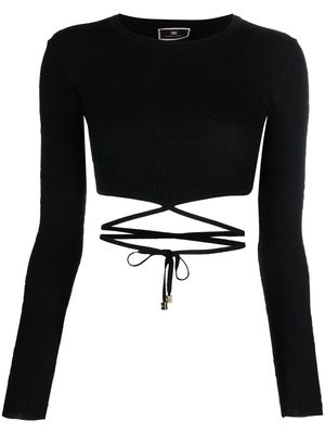 Elisabetta Franchi tie-detailed cropped T-shirt - Black