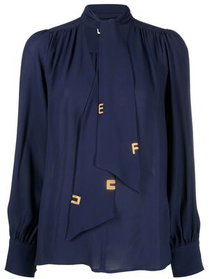 Elisabetta Franchi tie-fastening long-sleeved blouse - Blue