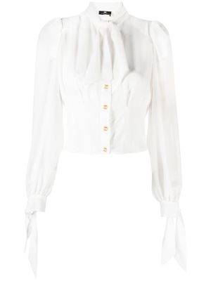 Elisabetta Franchi tie-neck button-up blouse - White