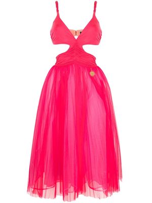 Elisabetta Franchi tulle cut-out midi dress - Pink