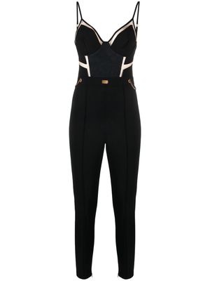 Elisabetta Franchi tulle-inserts bustier jumpsuit - Black