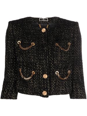 Elisabetta Franchi tweed chain-link jacket - Black