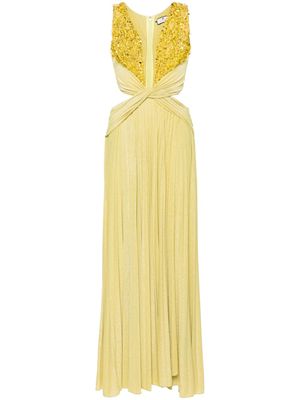 Elisabetta Franchi twist-detail lurex gown - Yellow