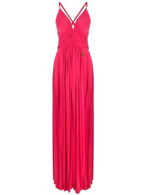 Elisabetta Franchi V-neck pleated gown - Pink
