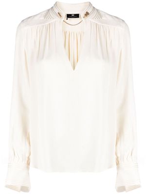 Elisabetta Franchi wide-cuffs embroidered blouse - Neutrals
