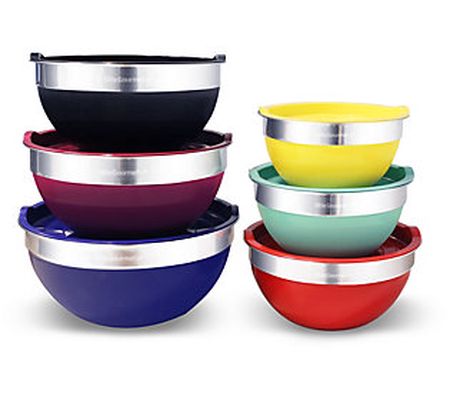 Elite Gourmet 12 Piece Colored Mixing Bowls