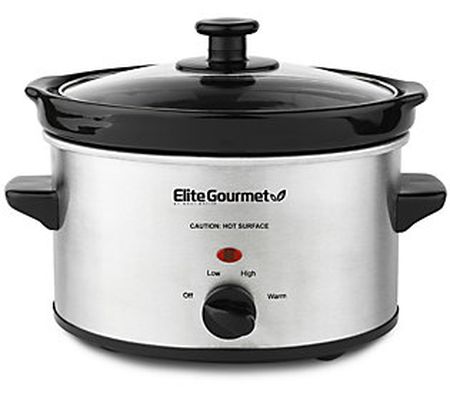 Elite Gourmet 2 Qt Oval Stainless Steel Slow Co oker