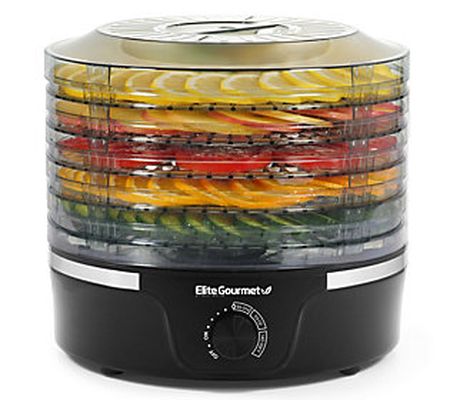 Elite Gourmet Food Dehydrator with Dial and 5 T rays