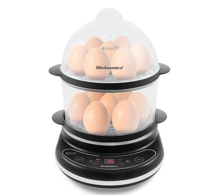 Elite Gourmet Programmable 2-Tier Egg Cooker/St eamer