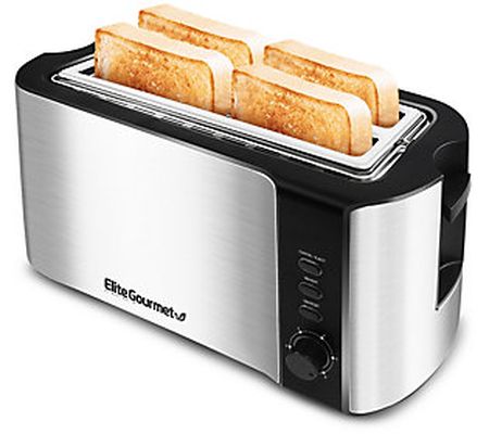 Elite Gourmet Stainless Steel 4-Slice Long-Slo t Toaster