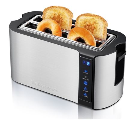 Elite Gourmet Stainless Steel 4 Slice Long Slot Toaster