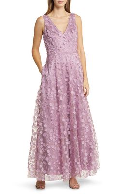 Eliza J 3D Floral Evening Gown in Mauve