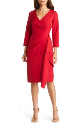 Eliza J Body-Con Ruffle Detail Cocktail Dress in Red