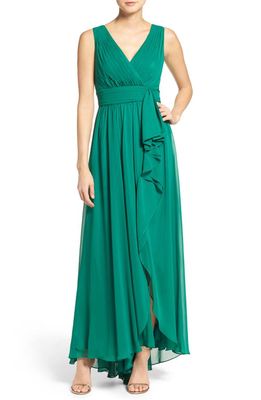 Eliza J Chiffon Gown in Emerald