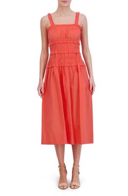 Eliza J Cotton Midi Sundress in Coral 