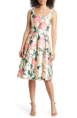 Eliza J Floral Cocktail Dress in Yellow