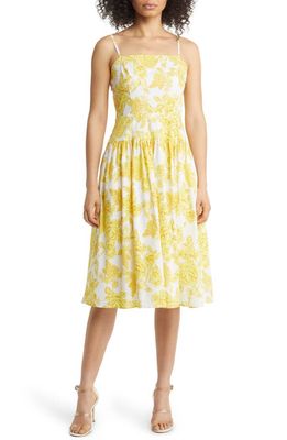 Eliza J Floral Cotton Sundress in Yellow