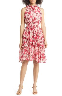 Eliza J Floral Sleeveless Tiered Dress in Pink