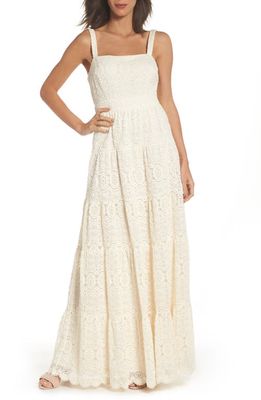 Eliza J Tiered Lace Maxi Dress in Ivory