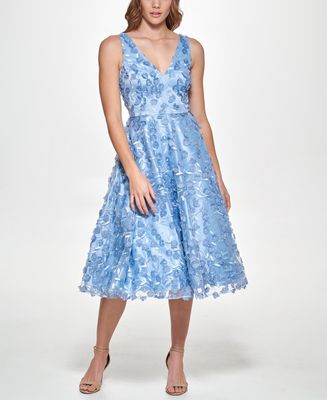 Eliza J Women's Sleeveless V-Neck Fit And Flare Short Dress in Sky