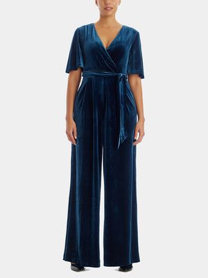 Eliza J Women's V Neckline Jumpsuit Dress in Blue