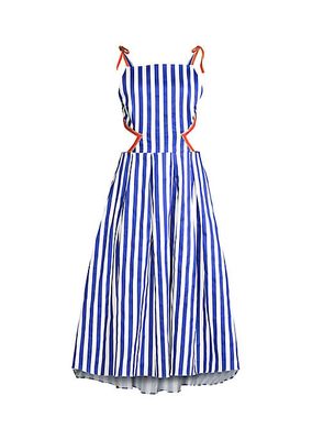 Eliza Striped Cut-Out Midi-Dress