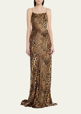 Elizabeth Leopard Print Silk Gown