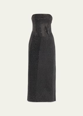 Elizabeth Strapless Rhinestone-Embellished Midi Dress