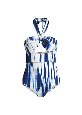 Ella Abstract Twist-Front One-Piece Swimsuit