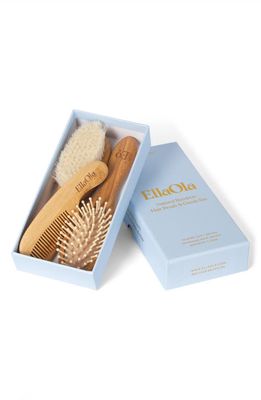 EllaOla 3-Piece Bamboo Brush & Comb Set in Light Brown
