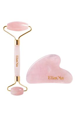 EllaOla Rose Quartz Facial Set in Light Pink