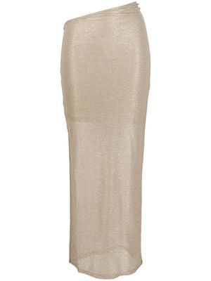 Elleme asymmetric glitter-detail maxi skirt - Gold