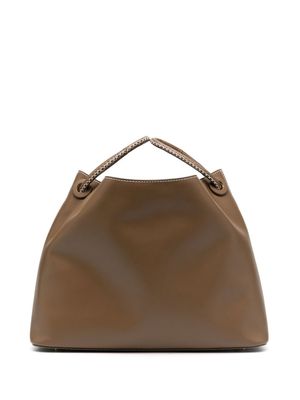 Elleme contrast-stitch leather tote bag - Green