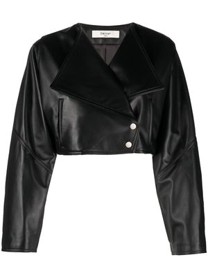 Elleme cropped panelled leather jacket - Black