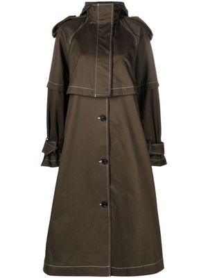 Elleme hooded cotton trench coat - Brown