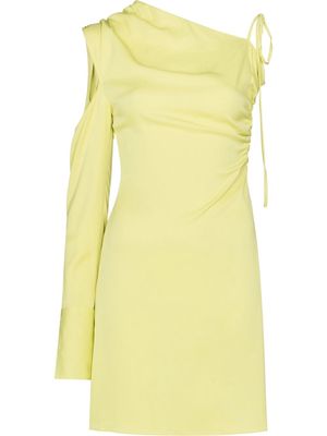 Elleme one-shoulder gathered-detail mini dress - Green