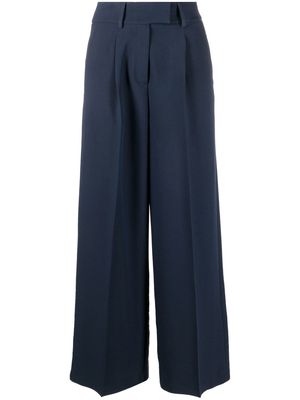 Elleme pleat-detail wide leg trousers - Blue