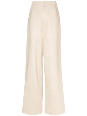 Elleme wide-leg leather trousers - Neutrals