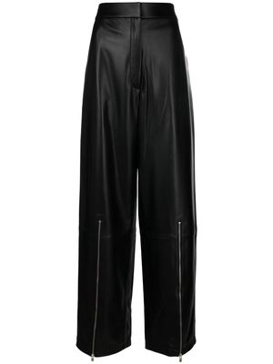 Elleme zip-detail wide leg leather trousers - Black