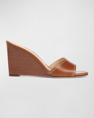 Ellen Leather Wedge Slide Sandals