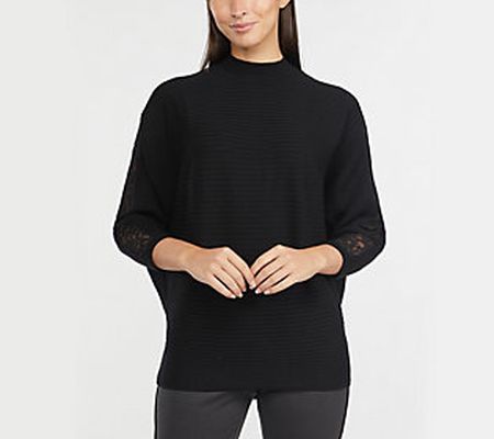 Ellen Tracy Women's Ottoman Sweater with Lace A long Sleeves
