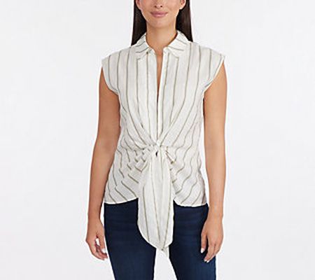 Ellen Tracy Women's Sleeveless Shirt with Knott ed Front