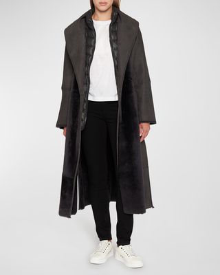 Ellesmere Reversible Long Coat w/ Shearling Trim