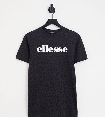 ellesse boyfriend T-shirt in leopard print logo in black