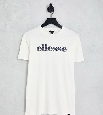 ellesse boyfriend t-shirt with leopard print logo in white