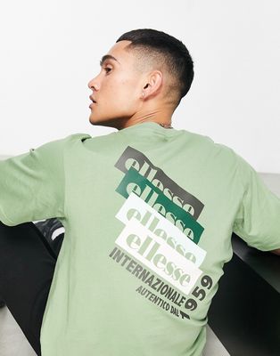ellesse Faharo t-shirt with repeat back print in green