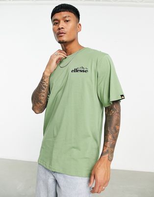 ellesse Lumlock T-shirt with chest mountain print in khaki-Green
