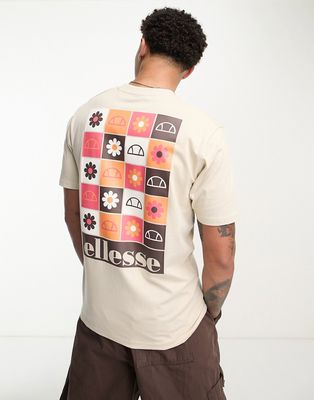ellesse Mestiere T-shirt with hippie back print in beige-Brown