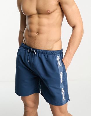 ellesse Scorfano swim shorts with side taping in dark blue
