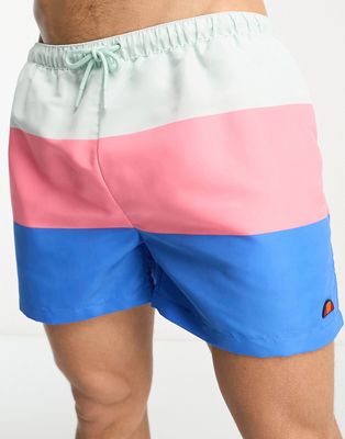 ellesse Vespore swim shorts in pink and blue stripe